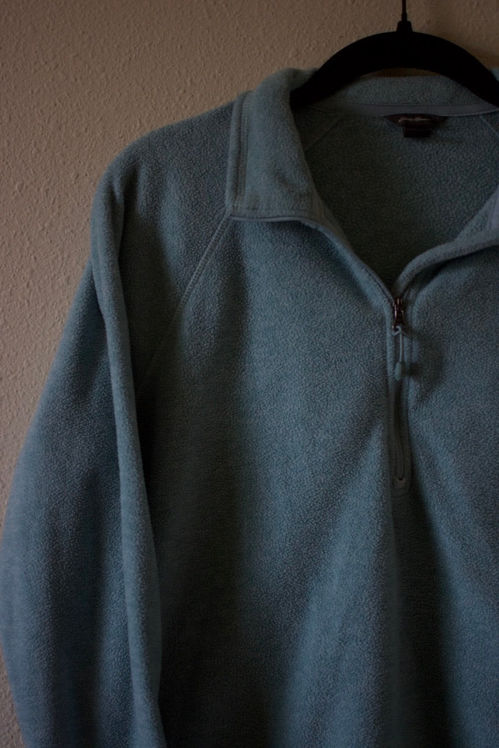 Eddie Bauer Blue Fleece Quarter Zip Sweatshirt