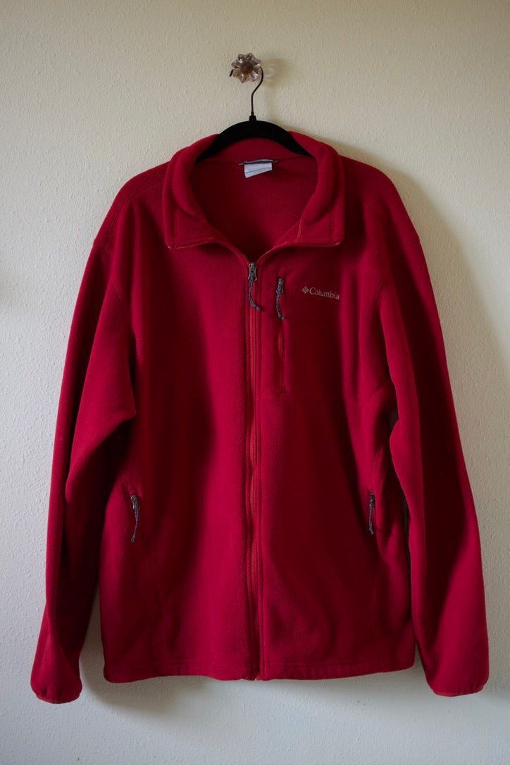 Mens Columbia Red Fleece Full Zip Jacket