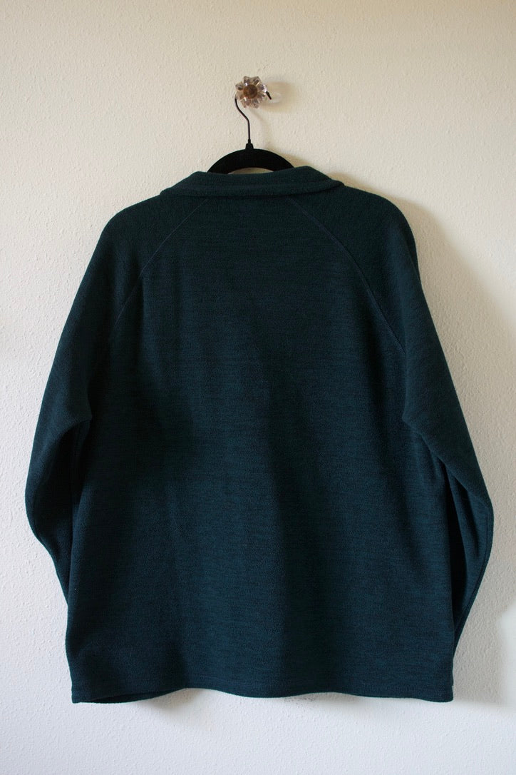Eddie Bauer Green Fleece Quarter Zip Sweatshirt
