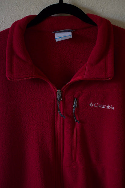 Mens Columbia Red Fleece Full Zip Jacket