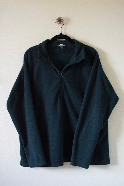 Eddie Bauer Green Fleece Quarter Zip Sweatshirt