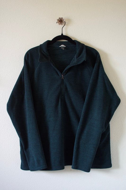 Eddie Bauer Green Fleece Quarter Zip Sweatshirt
