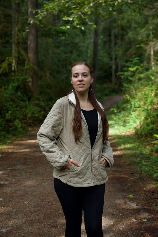 Boeing Jacket Womens Coat Quilted Khaki