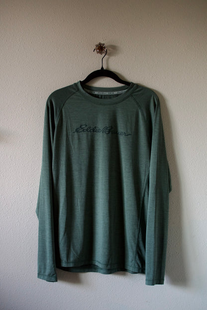 Eddie Bauer Men’s Green UPF 40 Quick-Dry Long Sleeve Rashguard T-Shirt